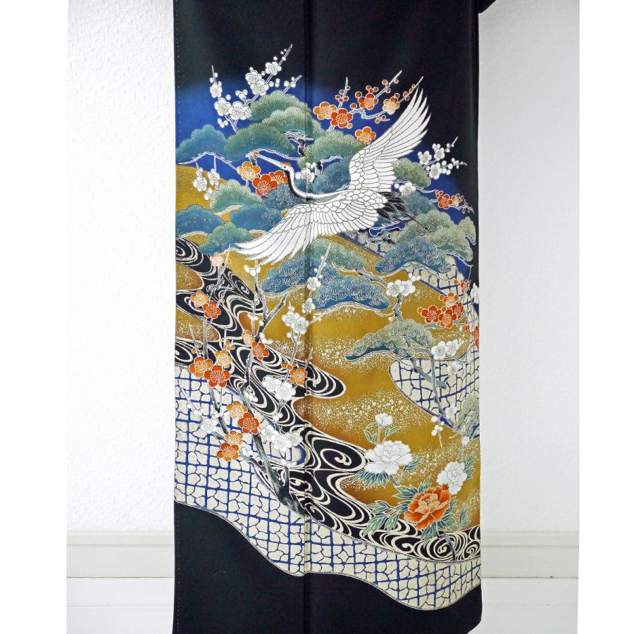 黒留袖レンタル 観世水に松鶴 結婚式 母親 親族 列席 華やか 正装 和服