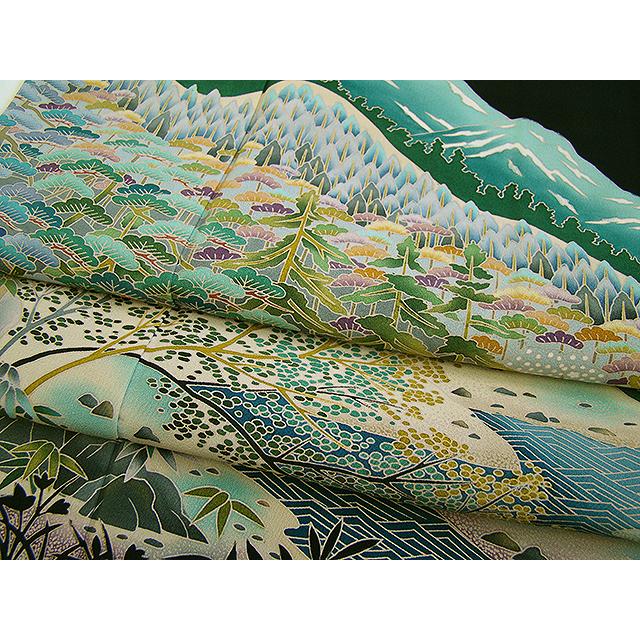 美品 作家物 縮緬地 本加工染 黒留袖（正絹）仕立上り＜D400＞ : d400  