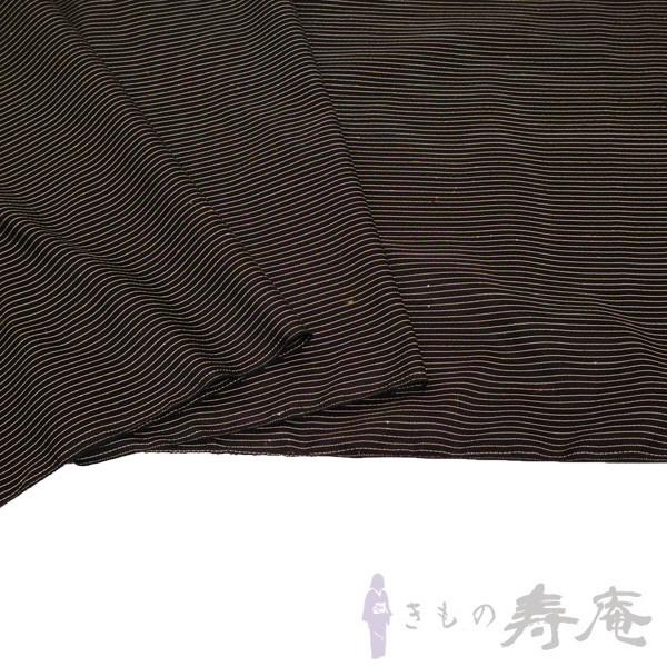 着物 紬着尺 手織り 大島紬 反物 ストライプ柄 墨色 新品 未仕立 日本製の画像