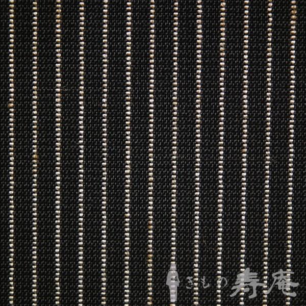 着物 紬着尺 手織り 大島紬 反物 ストライプ柄 墨色 新品 未仕立 日本製の画像
