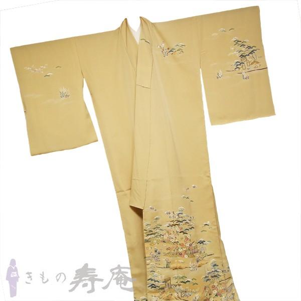 着物 訪問着 京友禅 特選創作友禅訪問着 御所解模様 新品 ベージュ色 