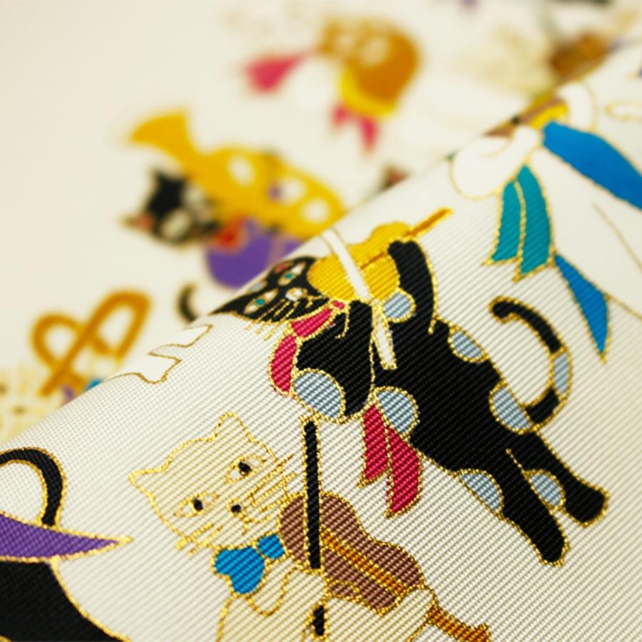 帯 猫 名古屋帯 音楽 猫のオーケストラ 塩瀬 染九寸帯 ピンク 帯 猫 名古屋帯 音楽 猫のオーケストラ 塩瀬 染九寸帯 ピンク