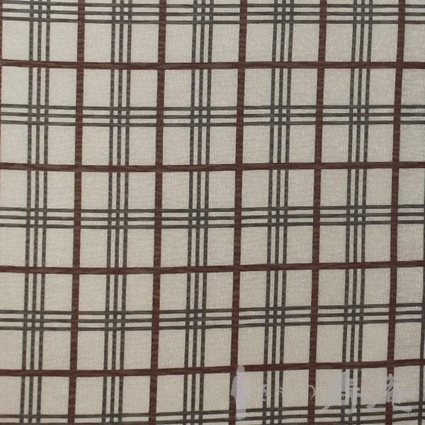 袋帯 染帯 格子柄 チェツク グレー ブラウン 大正ロマン モダン 全通柄