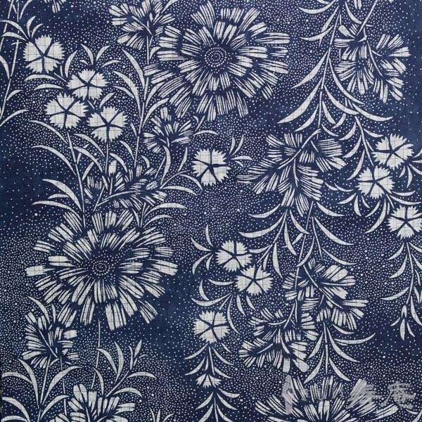 着物 夏 綿縮緬 高級ゆかた 反物 伝統工芸士 初山寛 長板藍染 両面異柄