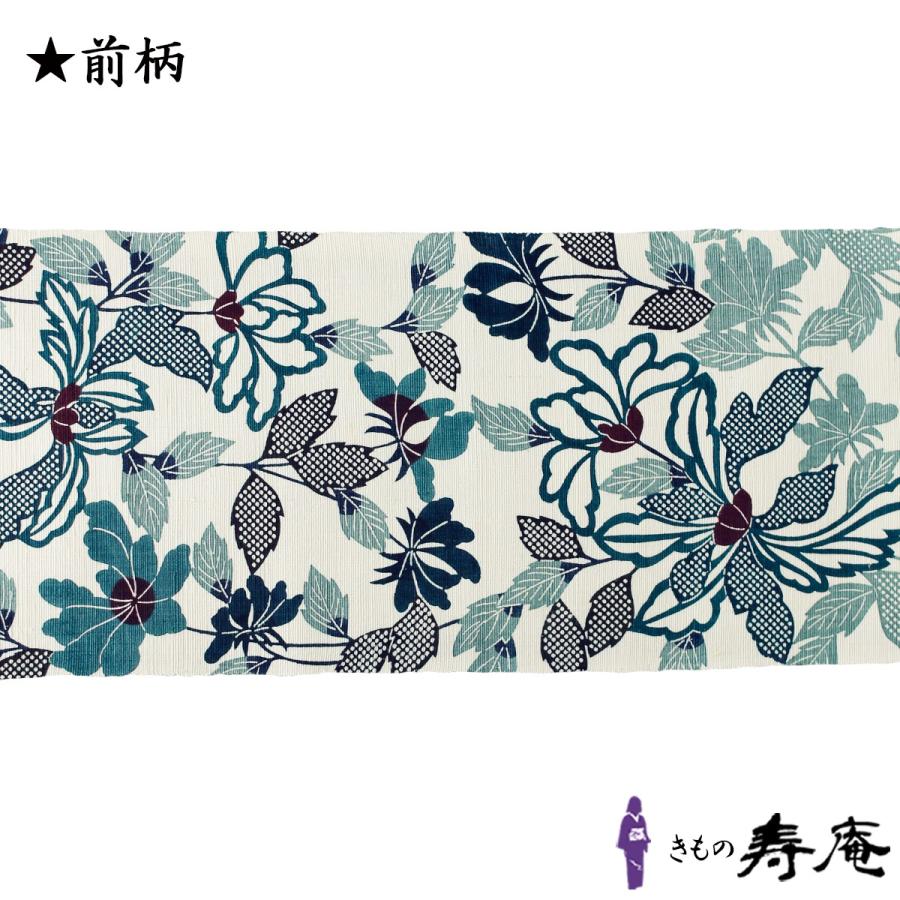 栗山工房 栗山吉三郎【白山紬◆和染紅型九寸名古屋帯】ロビンズエッグブルー 栗山工房 栗山吉三郎【白山紬◇和染紅型九寸名古屋帯】ロビンズ
