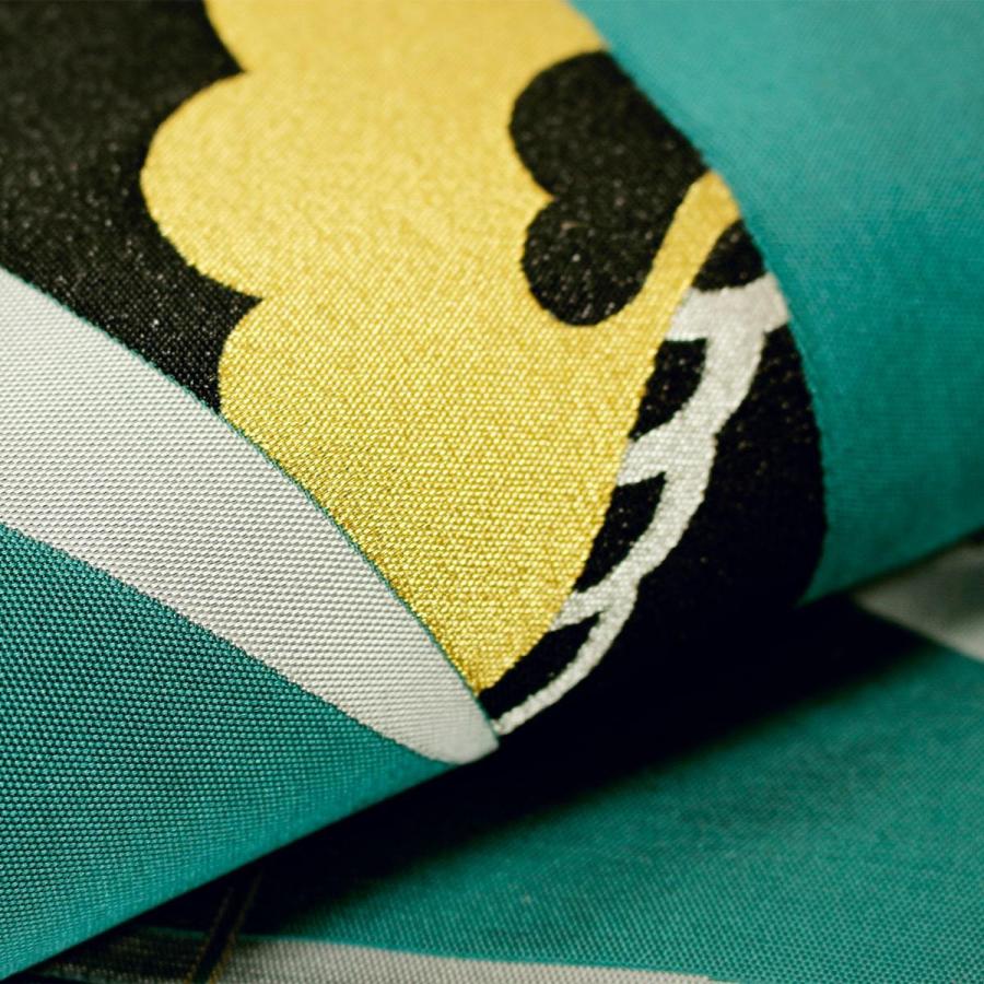 仕立て込み 帯 袋帯 となみ帯 彩織 紹巴 淡緑青色 エメラルドグリーン  