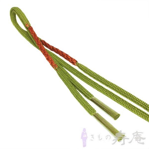 帯締め 平組 緑 茶色 正絹 新品 : 2194 : 帯きもの寿庵 京都発 新品 