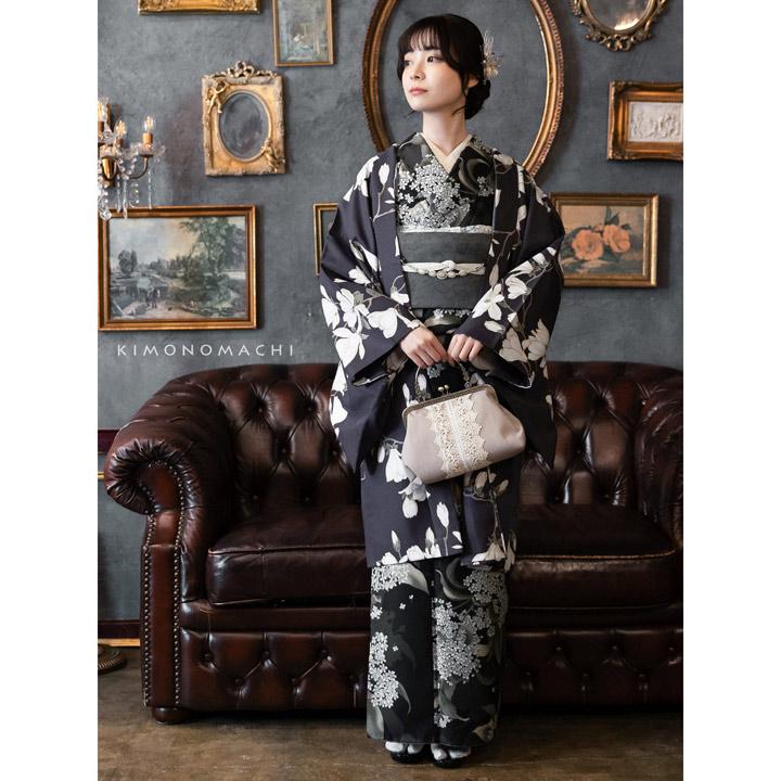 着物 ★帯 洗える夏着物4点セット Mサイズ 露芝柄の帯 お好みの着物と帯を