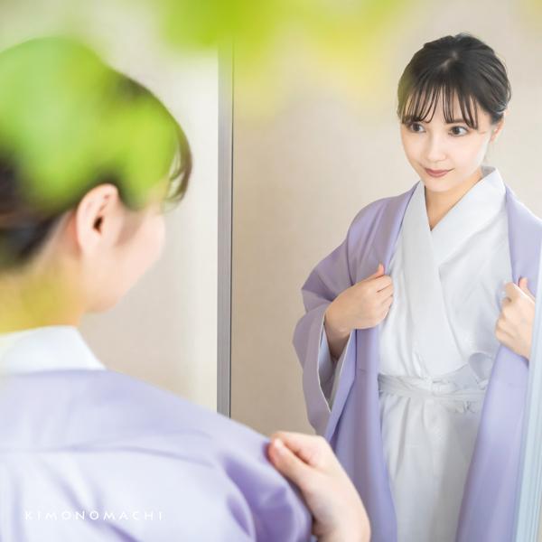 長襦袢 洗える 半襟付 レディース 女性 「白」S M L LL 掛け衿 地紋入り 小さいサイズ 大きいサイズ 襦袢 着物 訪問着 留袖＜R＞(メール便不可) | KIMONOMACHI | 16