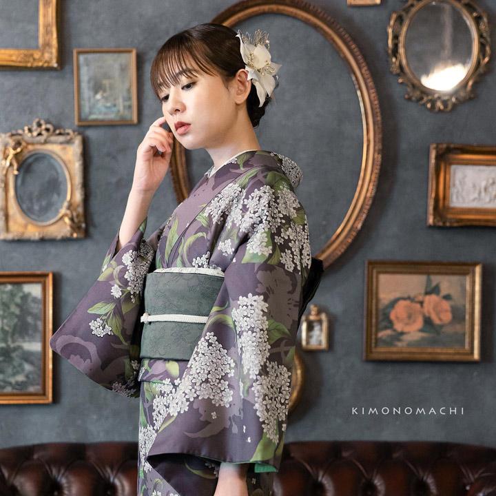 KIMONOMACHI 洗える着物 セット 「袷着物＋京袋帯＋帯揚げ＋帯締めの4