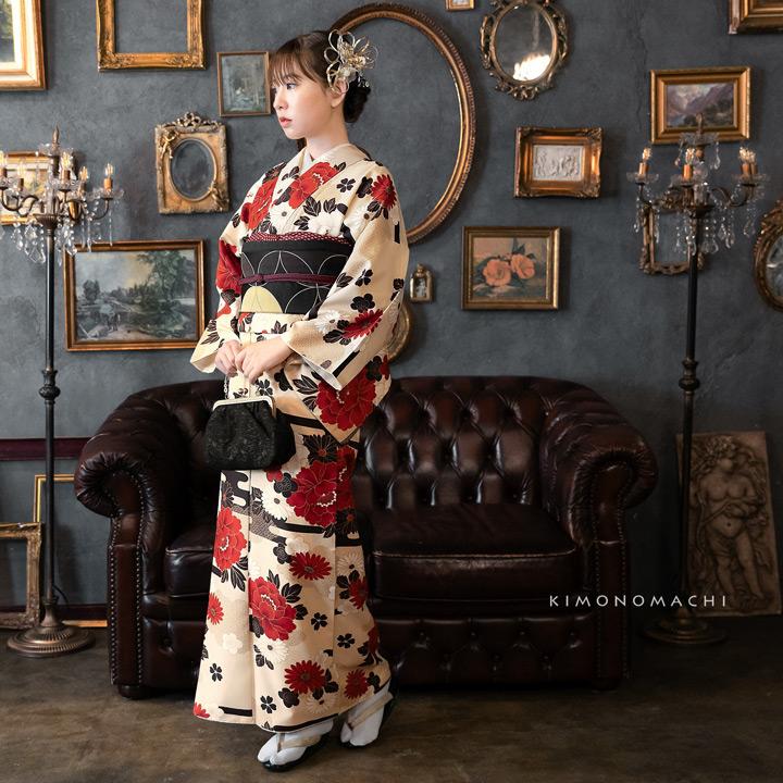 KIMONOMACHI 洗える着物 セット 「袷着物＋京袋帯＋帯揚げ＋帯締めの4