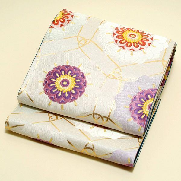 西陣織袋帯 真珠箔「オフホワイト×ゴールド 亀甲に桜」お仕立て代