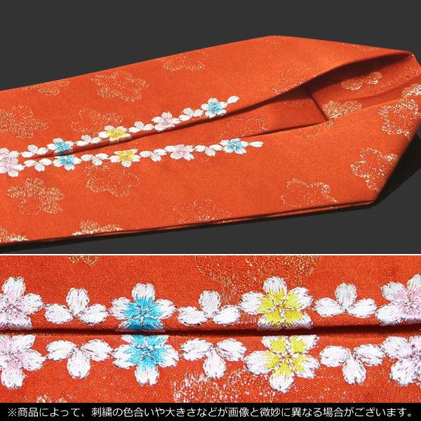 （Prices down2）振袖 重ね襟 正絹 重ね衿「朱色 白桜刺繍」 振袖 二尺袖 袴 伊達衿 成人式 卒業式 (和咲3) | ブランド登録なし | 01