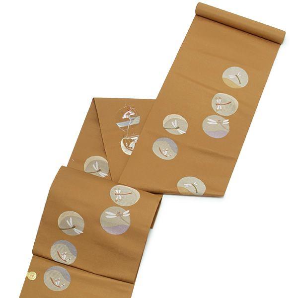 美品 正絹 墨流し なごや帯 着物 A3738 夏物 八寸名古屋帯 絽 絽刺し 絽綴れ 正絹 お太鼓柄 刺繍 金糸