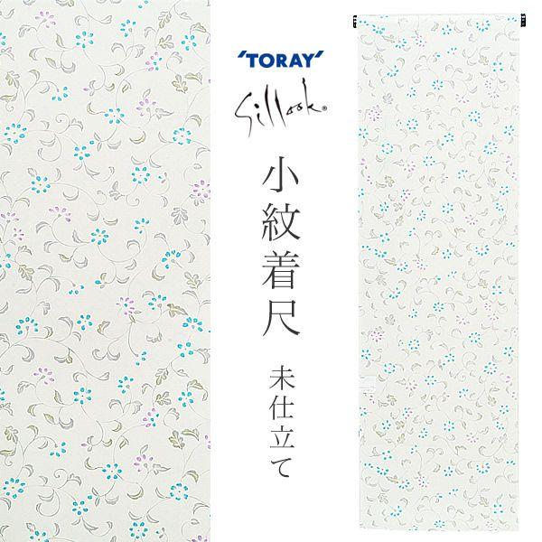 （Prices down2）洗える着物 小紋 東レシルック 小紋着尺 オーダー「生成り色 花更紗」未仕立て 東レシルック紋意匠 洗える カジュアル着物＜T＞