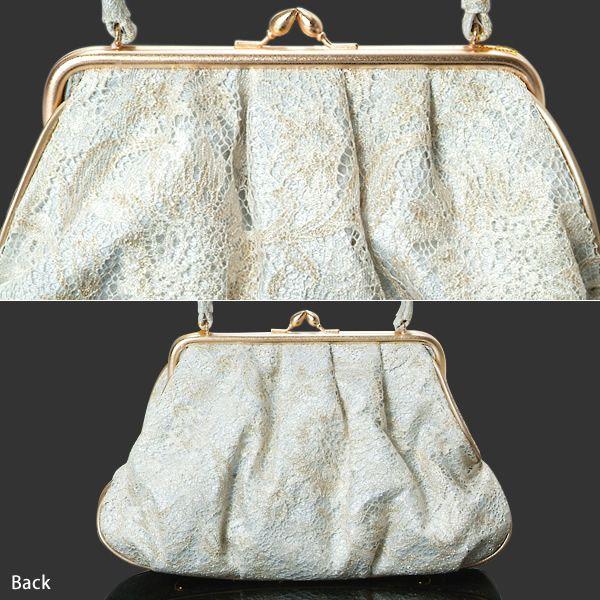 （Prices down3）礼装 草履バッグセット「シルバー×ゴールド 唐花唐草模様レース」レースバッグ Mサイズ 山菱謹製 礼装草履バッグ 訪問着、色留袖にss2603zbg50の画像