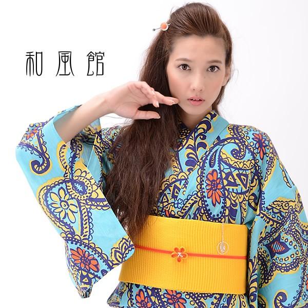 保障できる 和風館 浴衣単品 ブルー ペーズリー お仕立て上がり浴衣 綿浴衣 女性浴衣 レディース 最新情報 Www Muslimaidusa Org