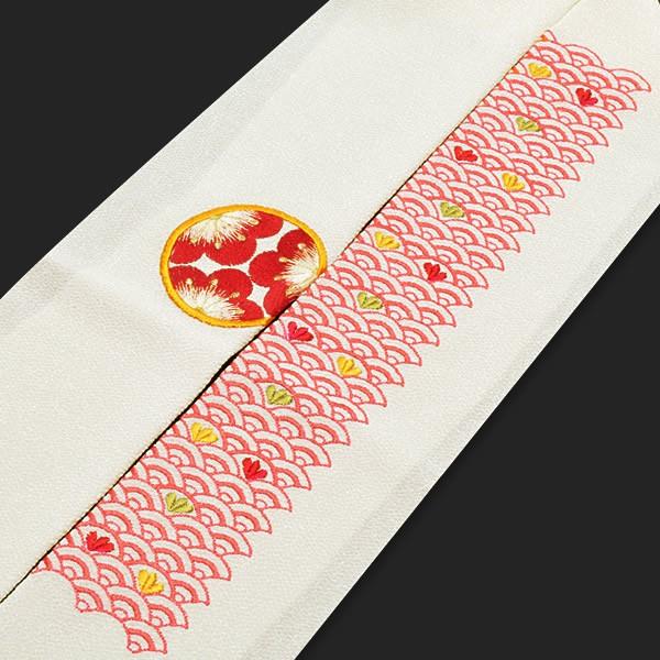 （Prices down4）振袖 半襟 刺繍 「ピンク色 青海波、梅丸文」結婚式 振袖半衿 ポリエステル 半襟 成人式 No.17ss2506wkm10 | ブランド登録なし | 01