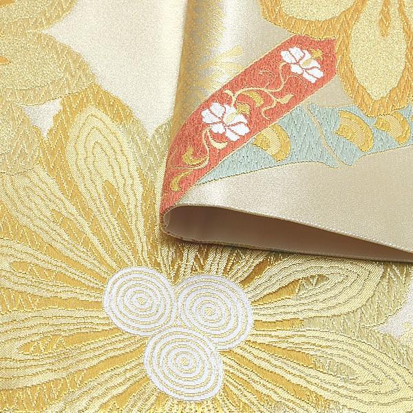 Prices down3)西陣織 袋帯「ゴールド 竹に花」振袖帯 未仕立て Prices down3)西陣織 袋帯「ゴールド 竹に花」振袖帯 未仕立て