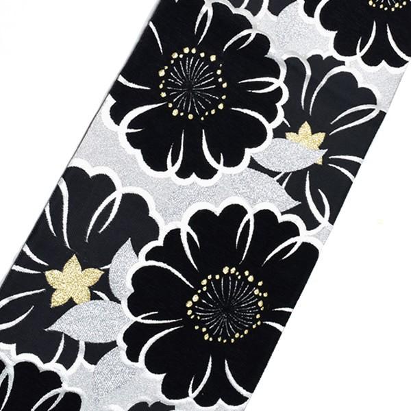 Prices down2)振袖 袋帯「黒×シルバー 桜」 未仕立て 正絹帯 Prices down2)振袖 袋帯「黒×シルバー 桜」 未仕立て 正絹帯