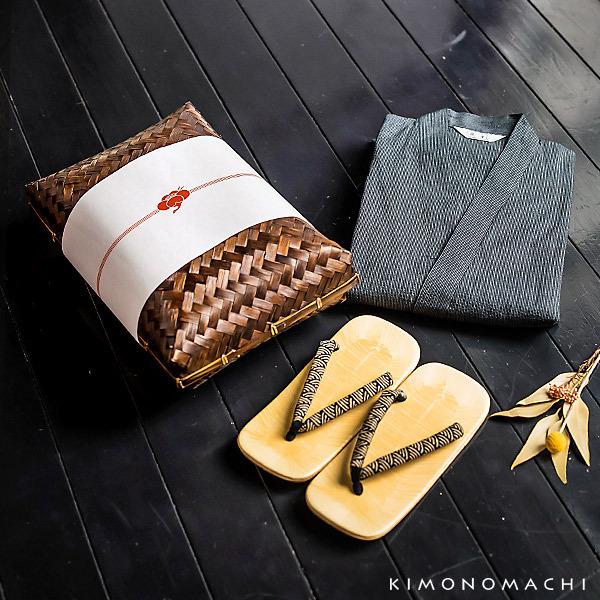 KIMONOMACHI 甚平 メンズ セット ギフト 竹籠 雪駄 全11柄 S M L LL 2L