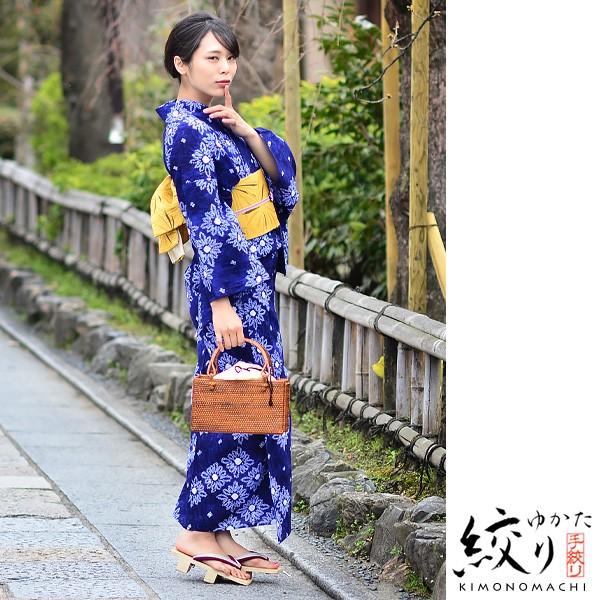 浴衣 レディース 「紺藍色 菊菱」絞り浴衣 女性浴衣 浴衣単品 夏 浴衣 レディース 「紺藍色 菊菱」絞り浴衣 女性浴衣 浴衣単品 夏