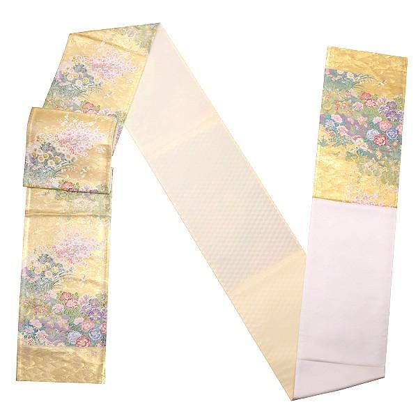 Prices down3）礼装 袋帯「ゴールド 波に草花」訪問着、色留袖、付け  