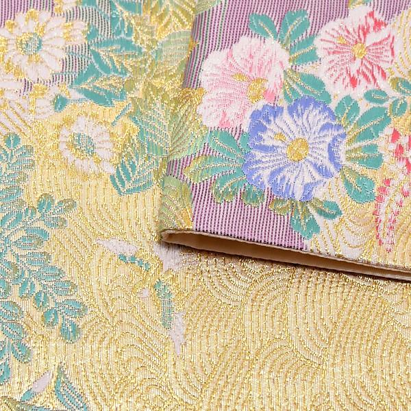 Prices down3）礼装 袋帯「ゴールド 波に草花」訪問着、色留袖、付け  