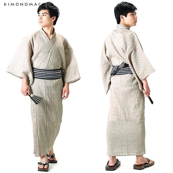 新しいコレクション 浴衣 メンズ 男性 2点セット 白ベージュ破れ細格子浴衣 黒色献上柄角帯 しじら浴衣 S M L Ll 男性浴衣ss2103men 安いそれに目立つ Dev Bioalternativa Pt