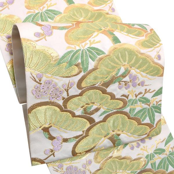 （Prices down2）礼装 袋帯「白色　松竹梅」訪問着、色留袖、付け下げに 未仕立て 礼装帯 京都西陣 正絹帯＜T＞ss2309ofr10