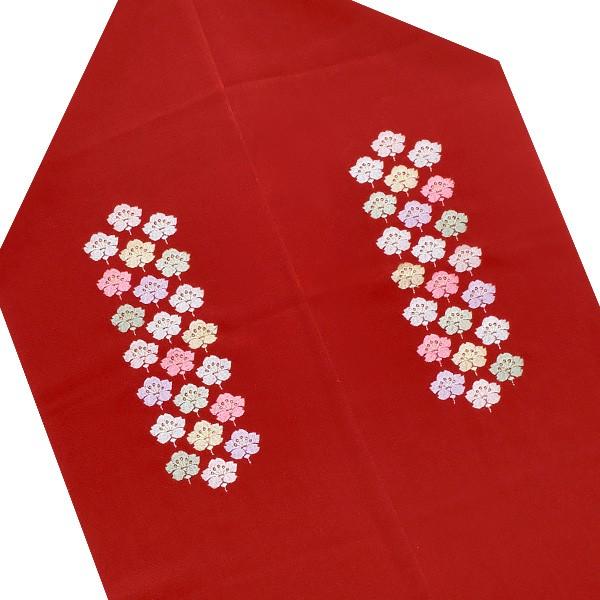 (Prices down)成人式 帯揚げ 振袖 「赤色 桜」 刺繍帯揚げ 正絹帯揚げ 振袖小物ss2206wkm50|kimonomachi|02