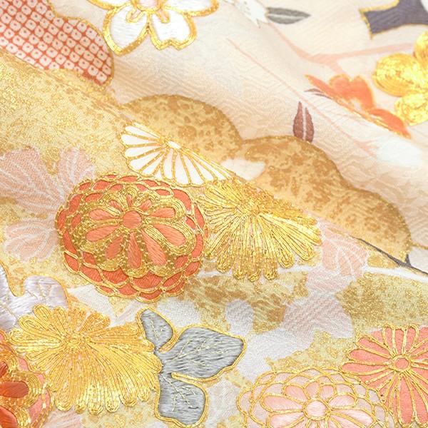 （Prices down2）お仕立て上がり 訪問着単品「鼠色　雲に吉祥草花」正絹着物 パーティー 正絹訪問着 袷仕立て＜T＞の画像