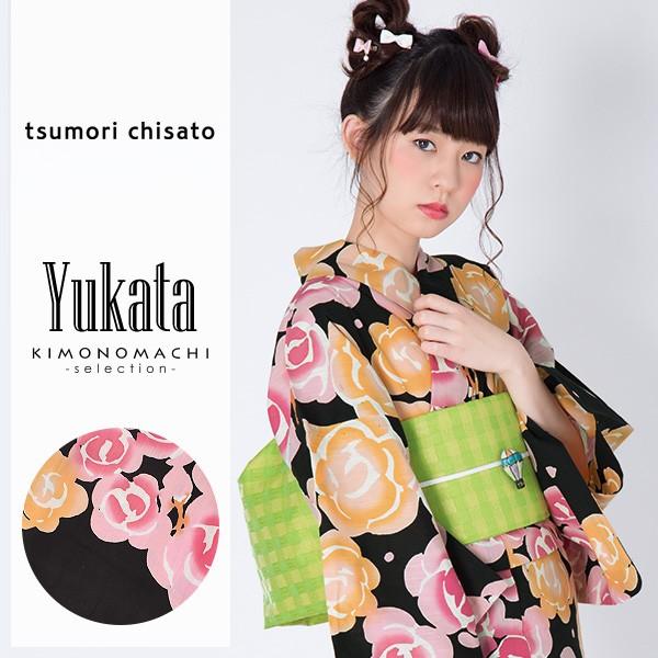 （Prices down2）ツモリチサト 浴衣単品「黒色　薔薇」 tsumori chisato 綿浴衣 女性浴衣