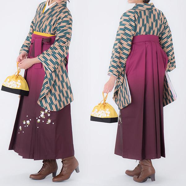 ぼかし刺繍袴（紫）卒業式　新品　小学生　ジュニア　大学生　M　L KIMONOMACHI 卒業式 袴 大学生 小学校 小学生 先生 教員 レディース