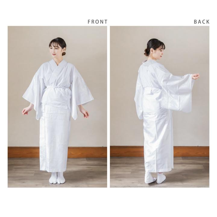 襦袢 二部式 レディース 洗える 「二部式襦袢 白 綸子」 LW TLL 大きい