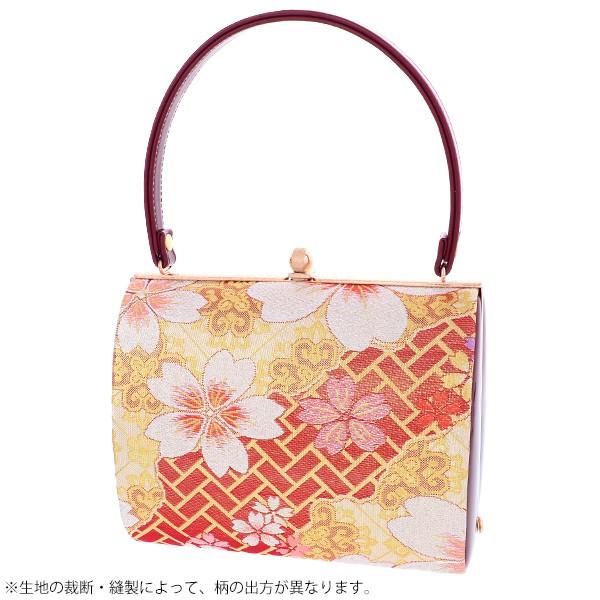 成人式 草履 バッグ セット L 草履バッグセット 「赤×ゴールド　菱格子に桜」  Lサイズ 振袖 結婚式 卒業式 袴 EVAソール＜T＞ss2603zbg20の画像