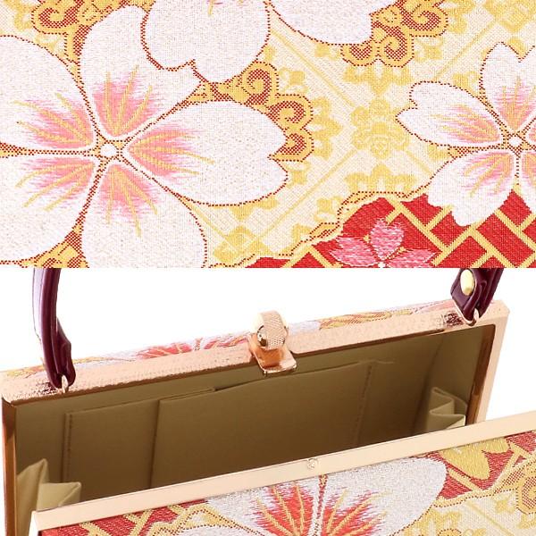 成人式 草履 バッグ セット L 草履バッグセット 「赤×ゴールド　菱格子に桜」  Lサイズ 振袖 結婚式 卒業式 袴 EVAソール＜T＞ss2603zbg20の画像