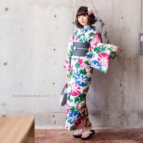 （Prices down2）浴衣 レディース 単品 「朝顔　青と紫」 S F TL LL サイズ レトロ モダン かわいい 大人 20代　30代　40代 (メール便不可)ss2512ykl50
