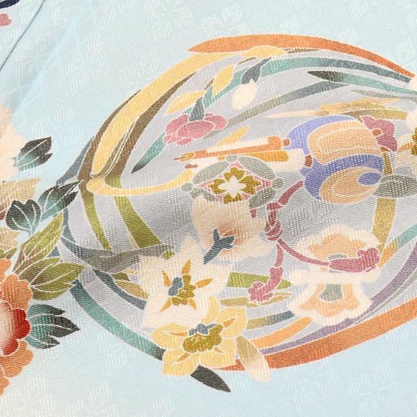 訪問着 お仕立て上がり 単品 薄ブルー花菱 花丸文様に御所車 貝桶 鼓 お琴 正絹着物 礼装 結婚式 袷 T メール便不可 京都きもの町 通販 Yahoo ショッピング