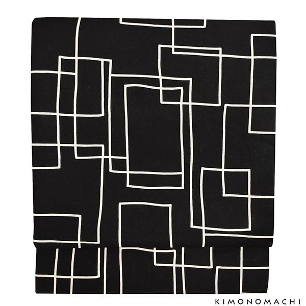 買い取り 帯 木綿 名古屋帯 黒地 スクエア 木綿帯 八寸名古屋帯 コットン名古屋帯