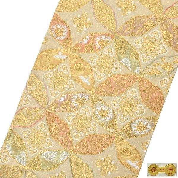 袋帯 曲線模様 グラデーション 金糸 金色 O-4524（袋帯 曲線模様  