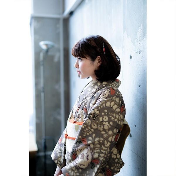 KIMONOMACHI 洗える着物 木綿着物 単品 「辻が花風 ネイビー・グレー 