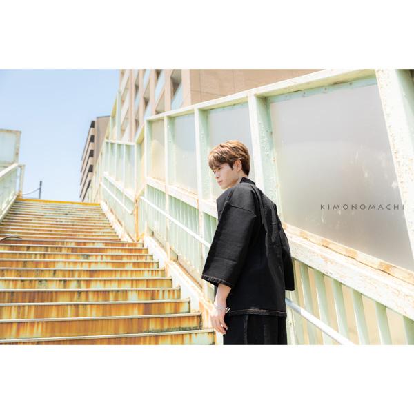 作務衣 メンズ デニム 父の日 プレゼント ギフト「 黒 紺 全2色」M L