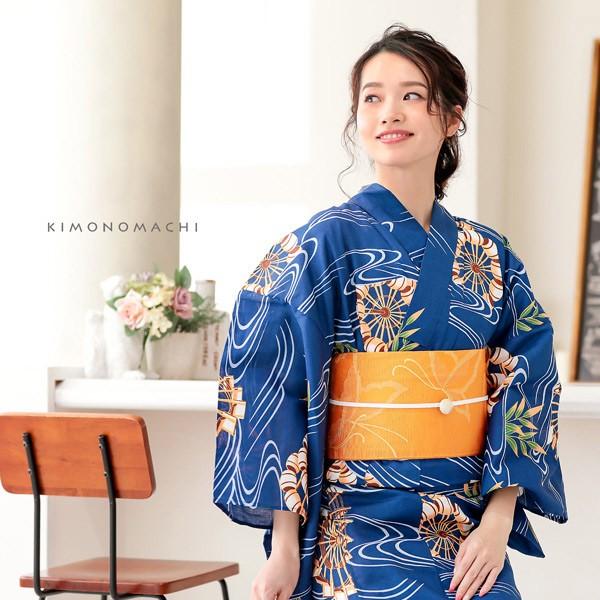 浴衣　夏　単着物　紺色　吸湿速乾　　半幅帯　単衣　2点セット　0627① 浴衣 夏 単着物 紺色 吸湿速乾 半幅帯 単衣 2点セット 0627①