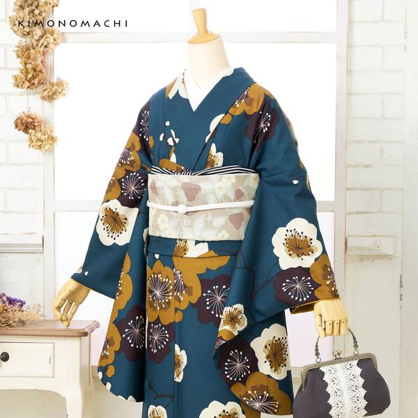 KIMONOMACHI 卒業式 袴 洗える着物 二尺袖 「梅 青緑」KIMONOMACHI