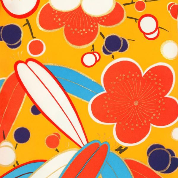 (Prices down)卒業式 袴 袴用着物 中古 単品「オレンジ 笹と梅」九重 ブランド 襦袢プレゼント 貸衣装処分 処分品 二尺袖 (中古品)(メール便不可)ss2206hkm20|kimonomachi|03