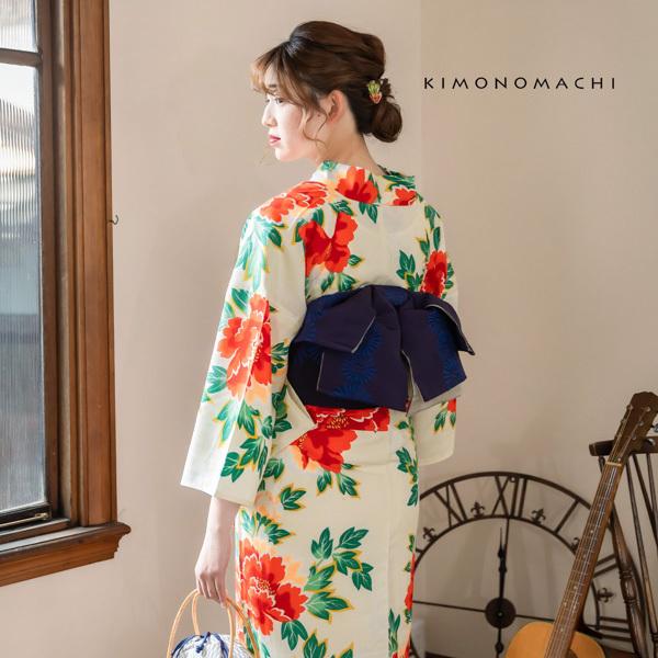 浴衣 レディース レトロ セット 3点セット 浴衣+帯+刺繍下駄 吸水速乾 ポリエステル 「白地 牡丹」 F LL 30代 40代 50代(メール便不可)_6