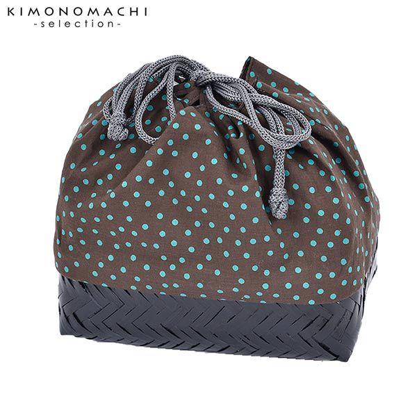 竹籠 巾着単品 こげ茶色地 水玉 浴衣巾着 巾着バッグ きんちゃく 夏祭り 花火大会に メール便不可 Ss26wkk10 22