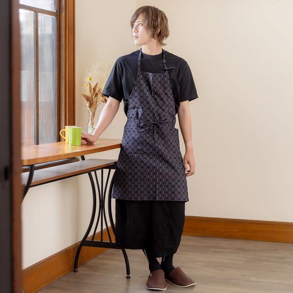 KIMONOMACHI エプロン「濃紺色七宝」日本製 オシャレ シンプル
