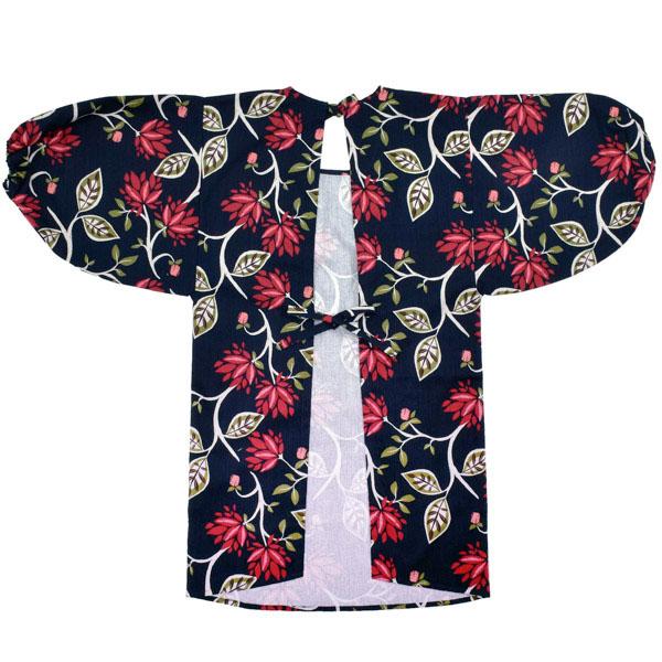 POTECHINO 黒い割烹着 花刺繍 POTECHINO 黒い割烹着 花刺繍